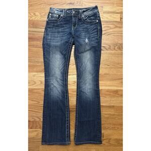 Miss Me Jeans Women's Sequins Back Mid Rise Boot Cut Blue Jeans Size 27